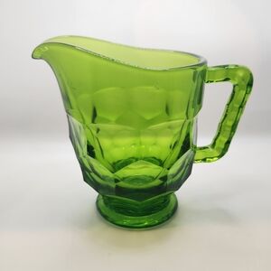 Viking Georgia Green Glass Footed Creamer.